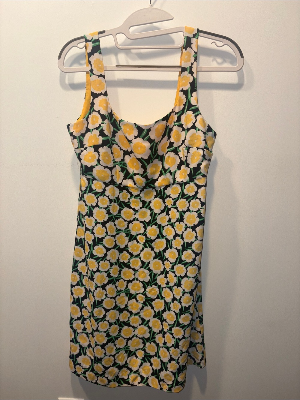 New Diane Von Furstenberg Yellow Floral Slip Dress on Black